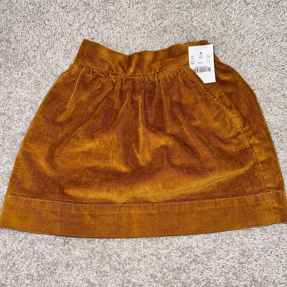 J Crew Crewcuts skirt Reimagined brown Elastic Waist Corduroy Pockets 4-5 NWT